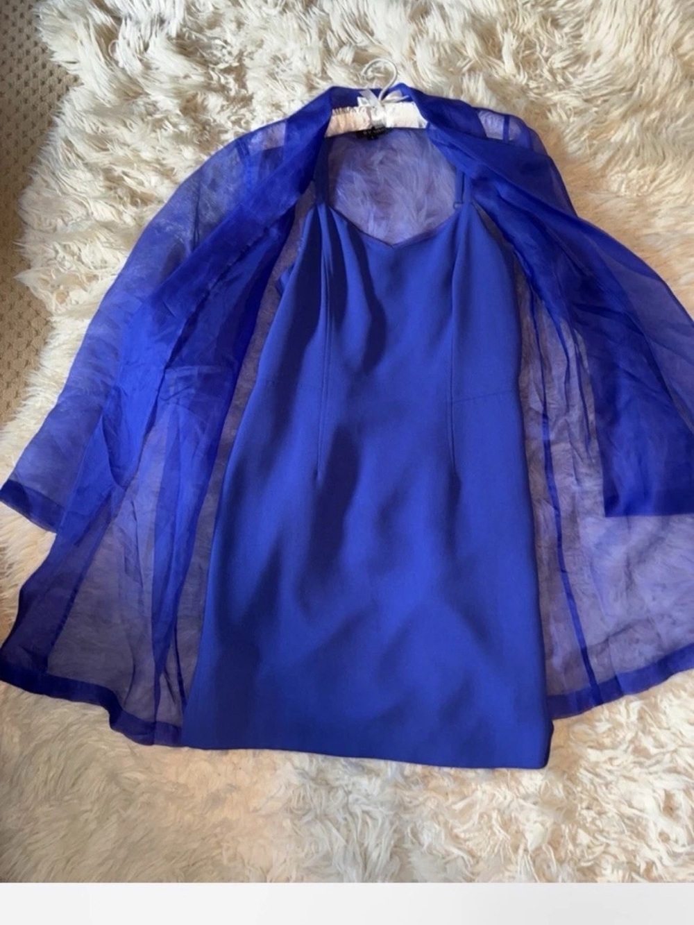 YL By Yair Royal Blue Mini Dress + Sheer Duster Set Size 8